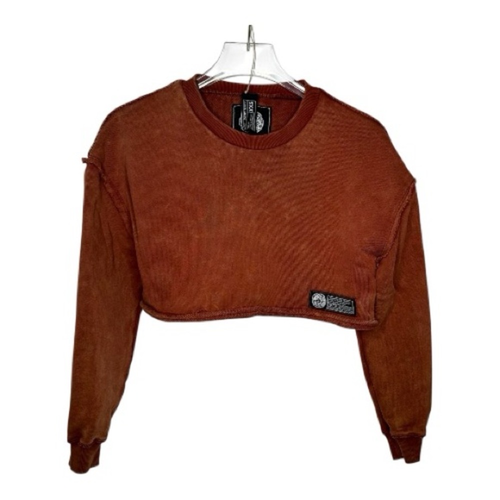 Alphalete Very Terry Bloodstone Cropped Long-Sleeve Crewneck Sweatshirt Size XXS
